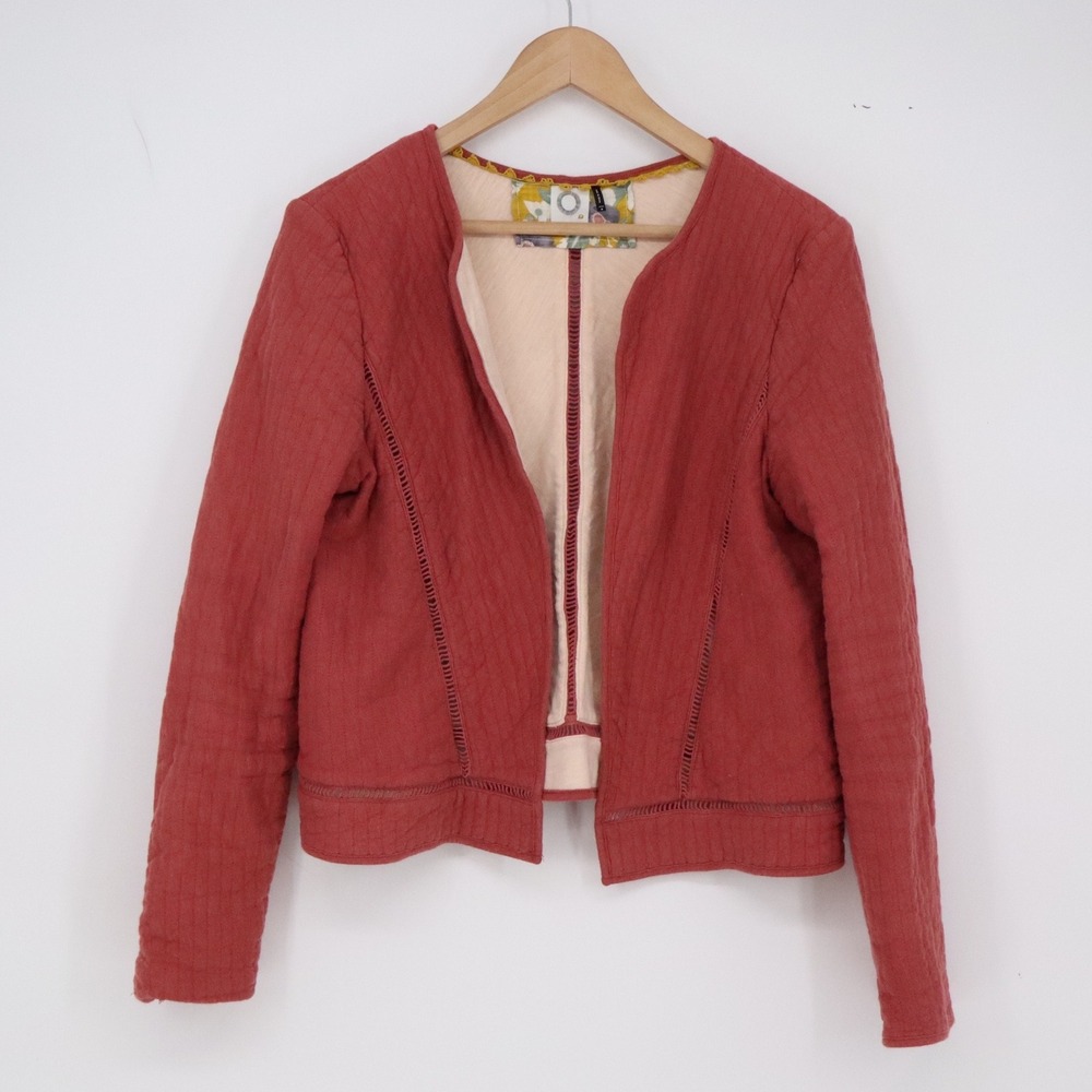 Akemi + Kin Jacket Womens M Quilted Ladder Lace Terracotta Red Boho Excellent
